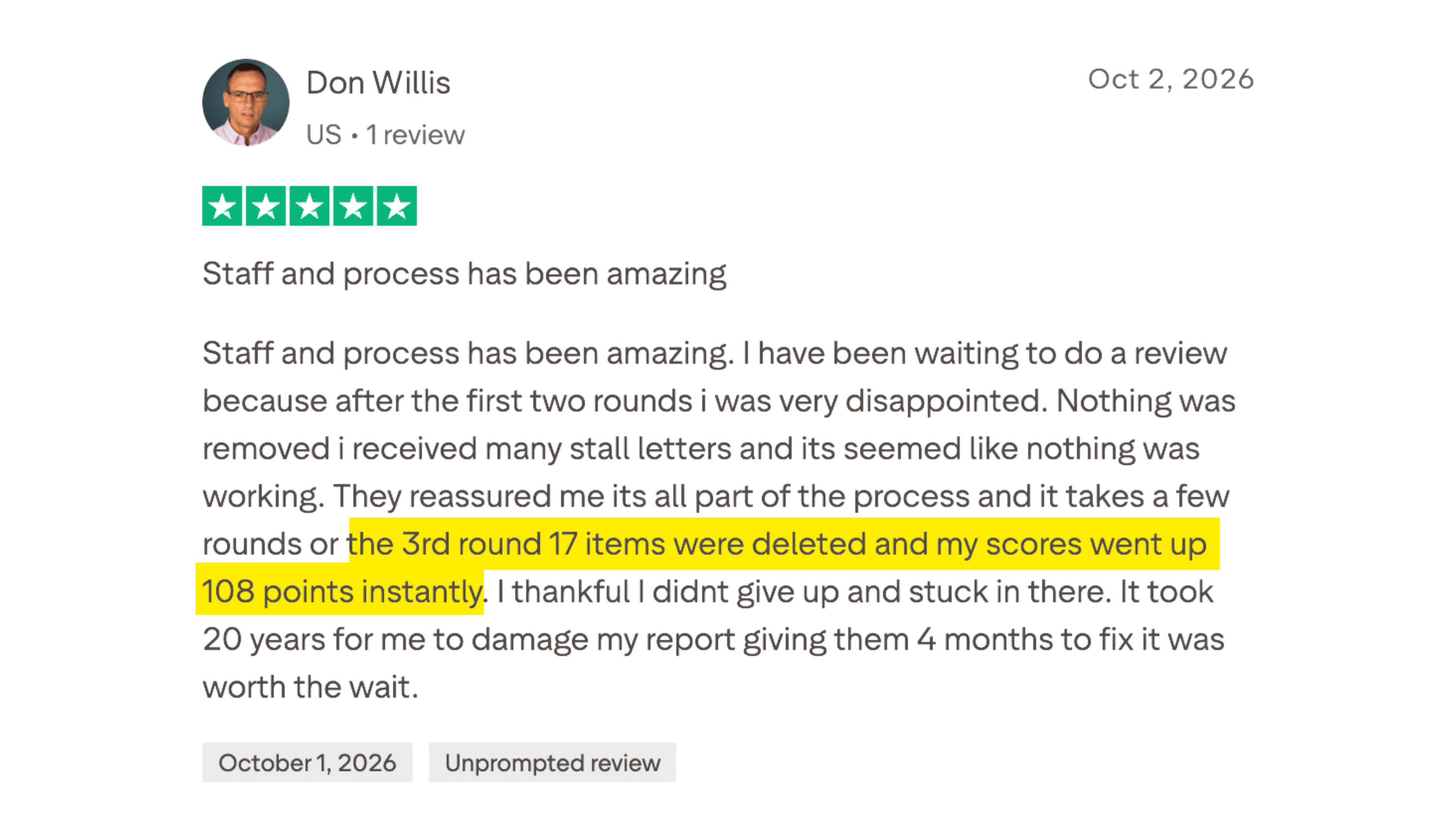 Client made it to the 700+ club in 6 months or less.