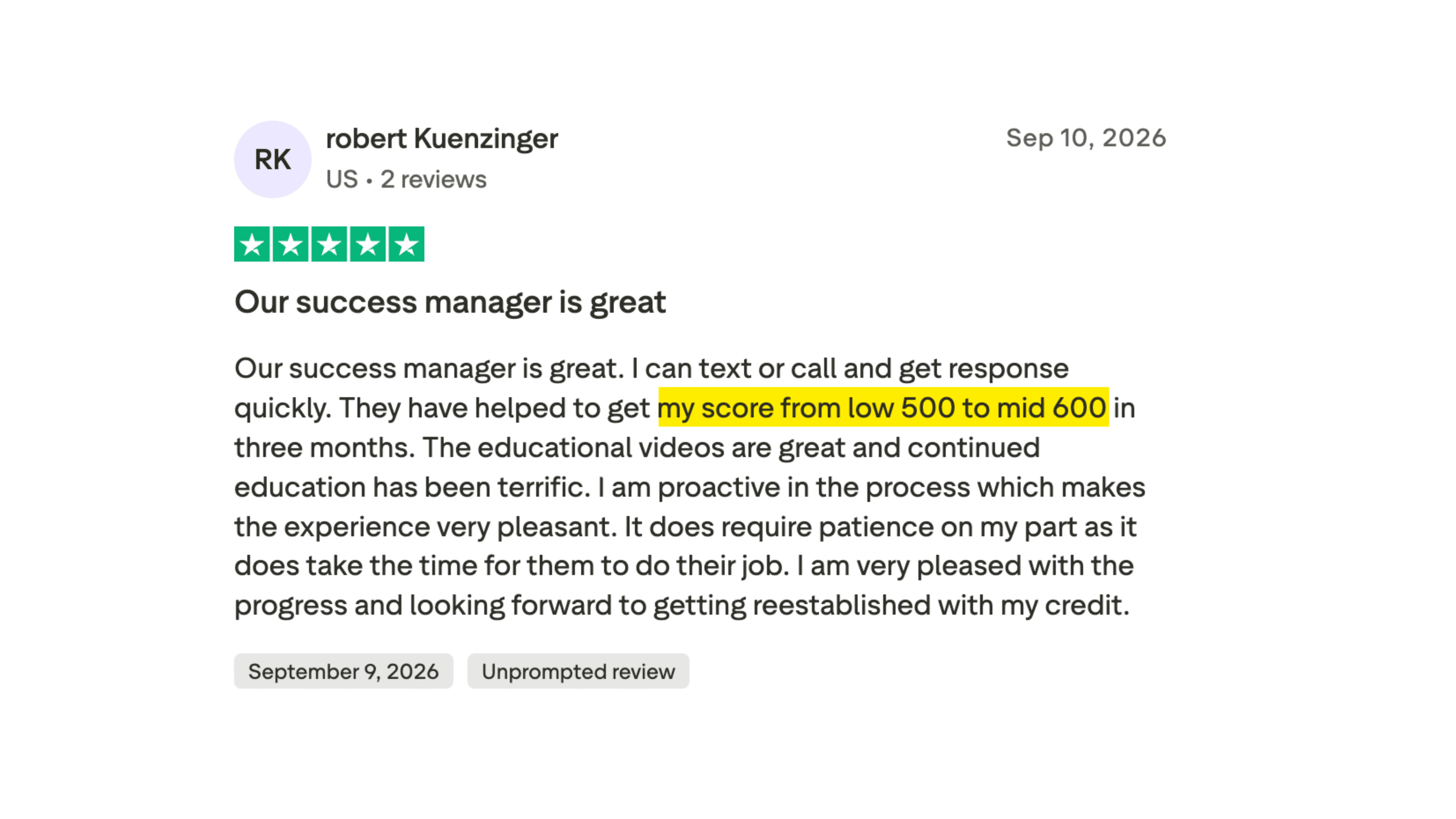 Client made it to the 700+ club in 6 months or less.