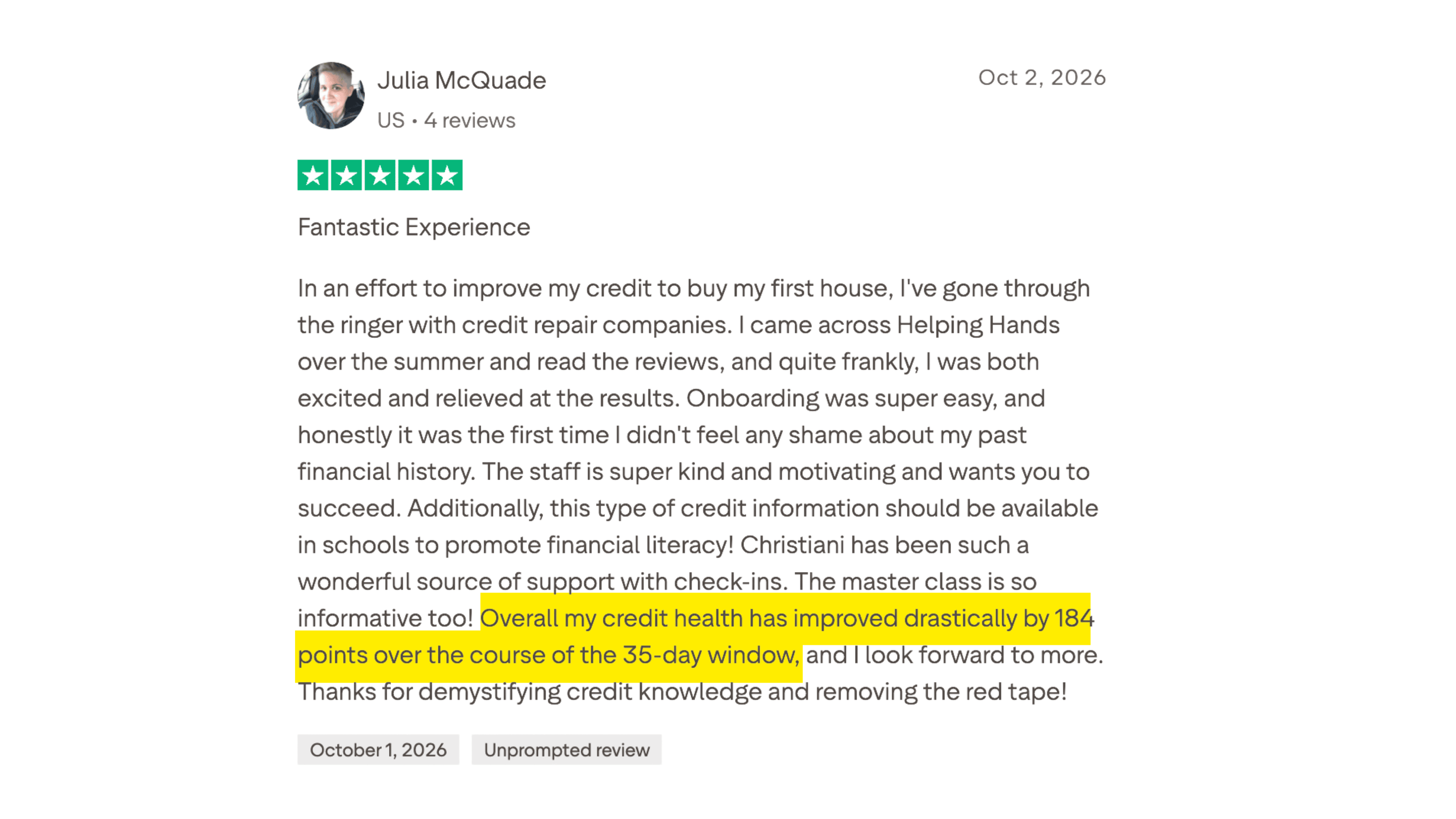 Client made it to the 700+ club in 6 months or less.