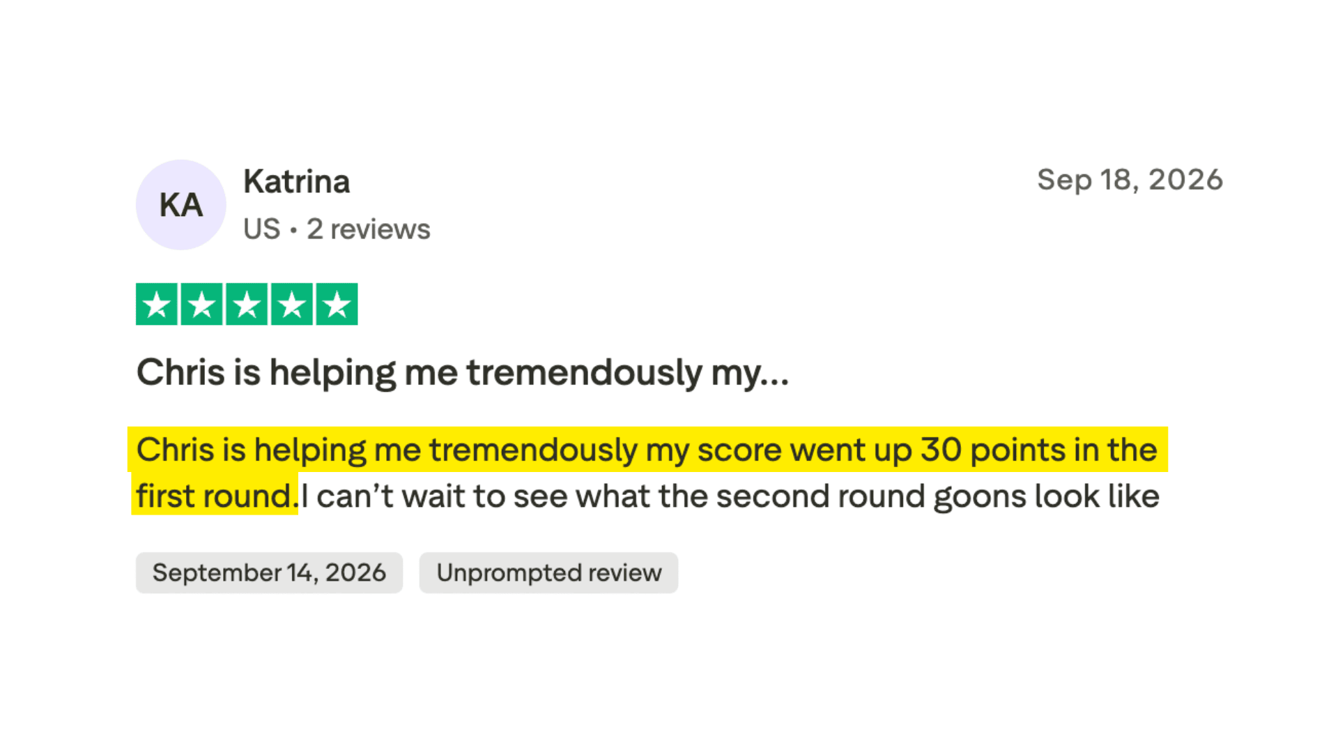 Client made it to the 700+ club in 6 months or less.