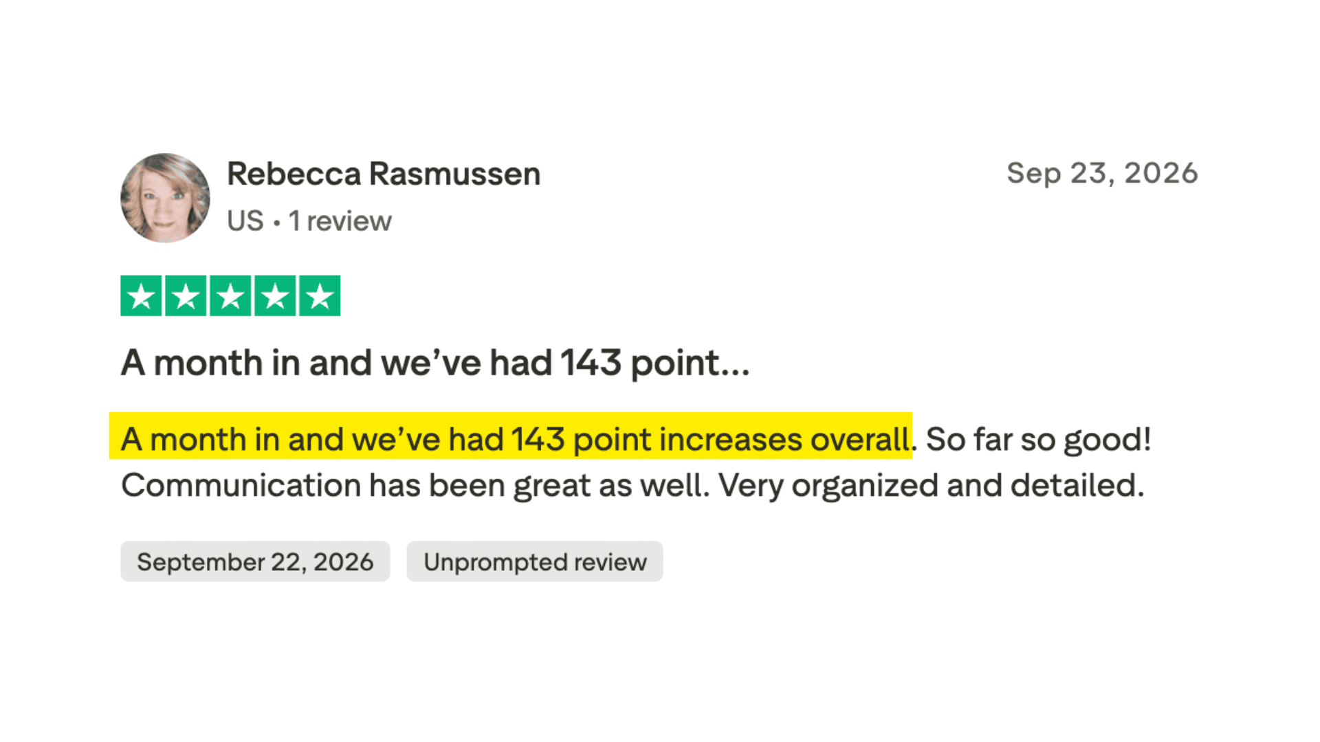 Client made it to the 700+ club in 6 months or less.