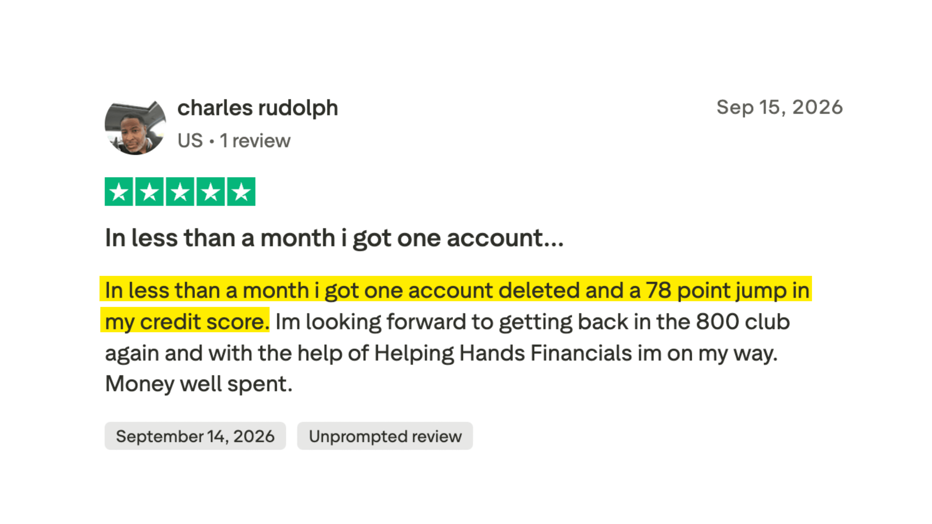 Client made it to the 700+ club in 6 months or less.