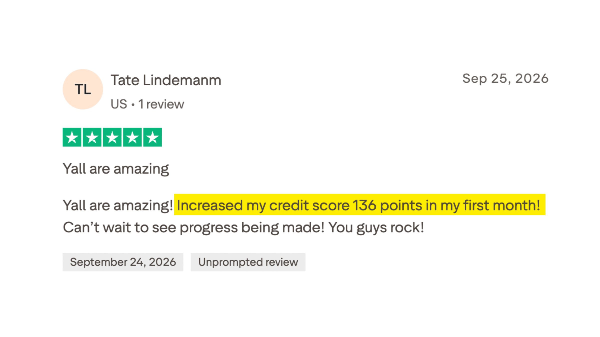 Client made it to the 700+ club in 6 months or less.