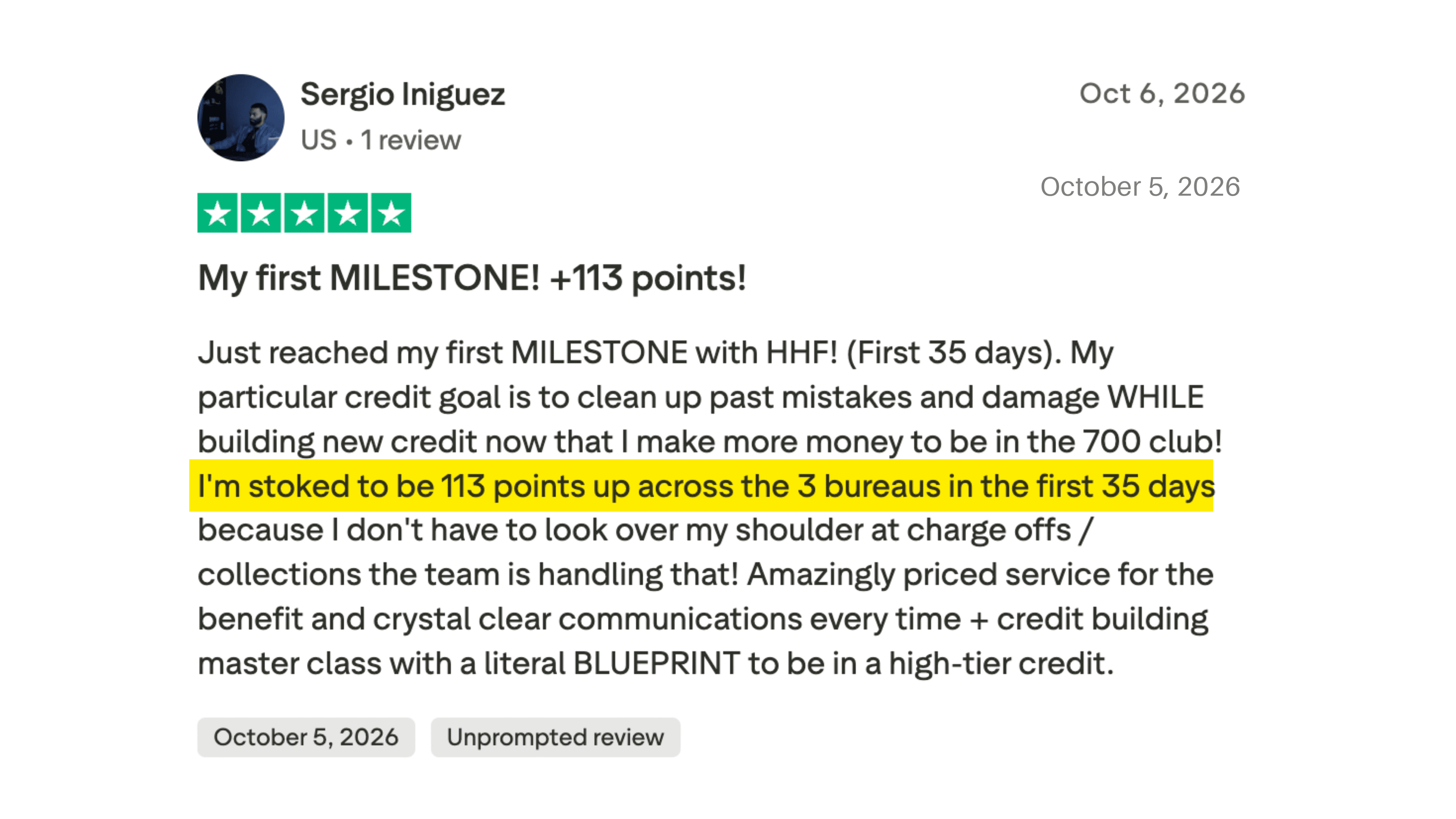Client made it to the 700+ club in 6 months or less.