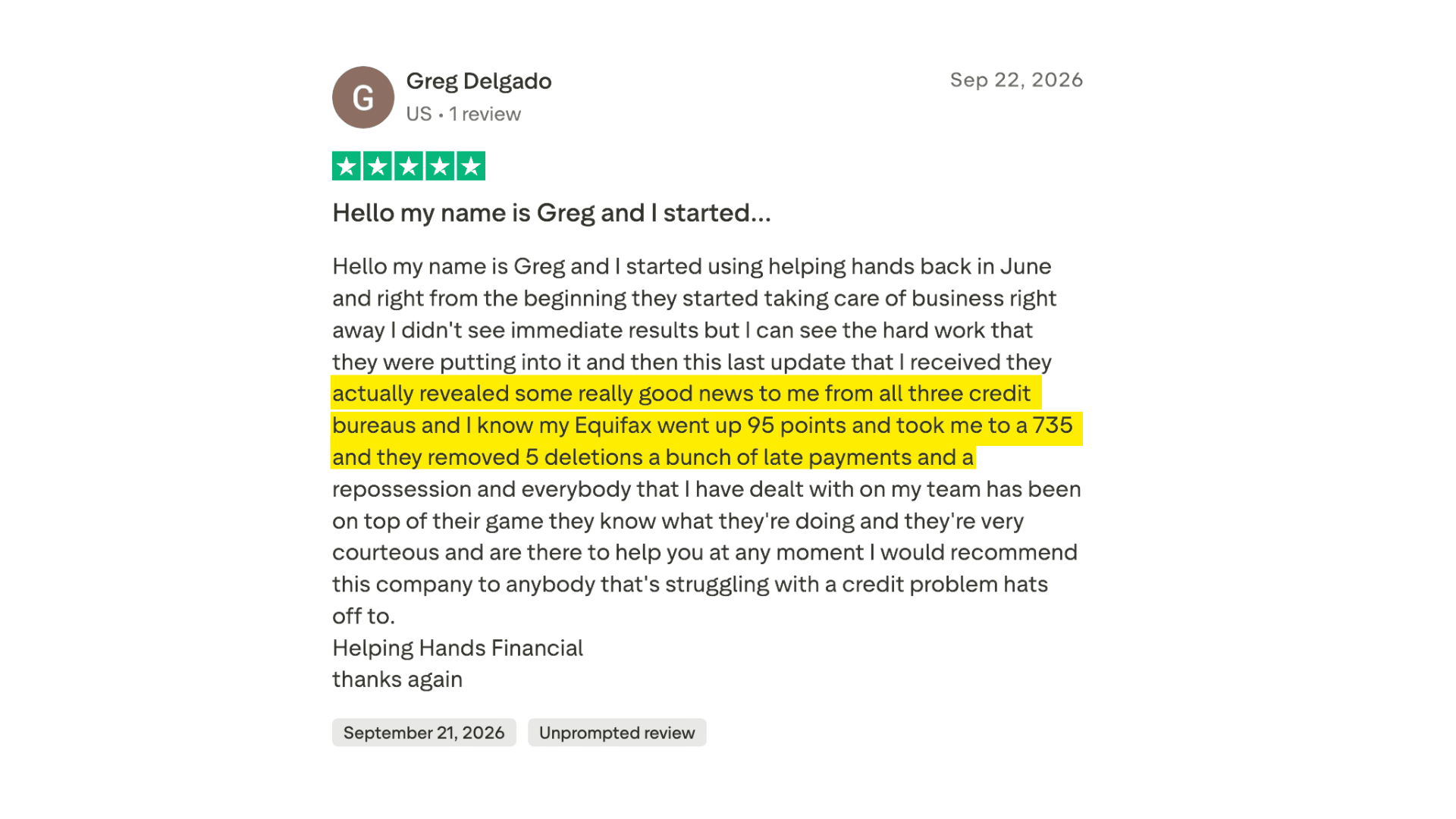 Client made it to the 700+ club in 6 months or less.