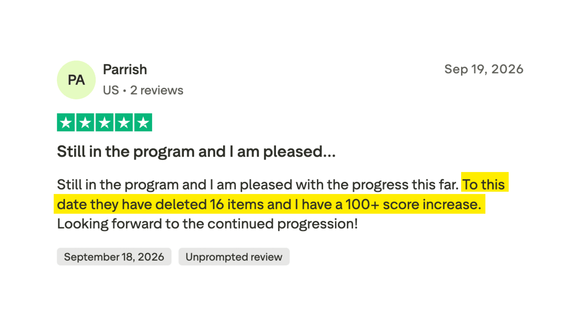 Client made it to the 700+ club in 6 months or less.